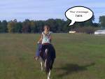 Brittany riding Max in hay field 2008.