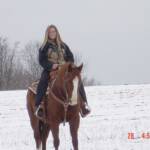 Riding Gypsy in the snow.
